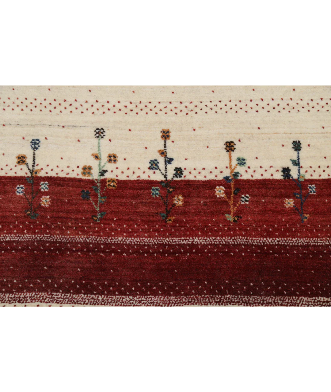 Ivory Indian Oriental Rug 4' 6" x 6' 6" Hand-Knotted close-up