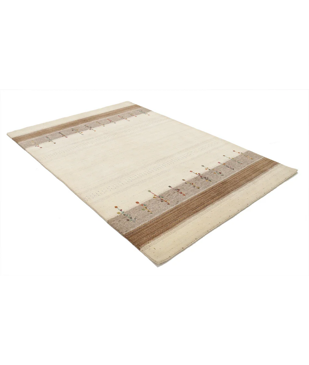 Ivory Afghan Oriental Rug 5' 4" x 7' 11" Hand-Knotted border