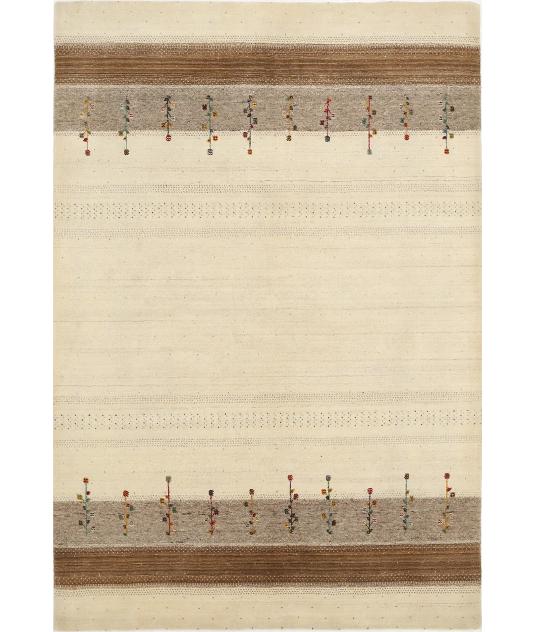 Ivory Indian Oriental Rug 5' 4" x 7' 11" Hand-Knotted