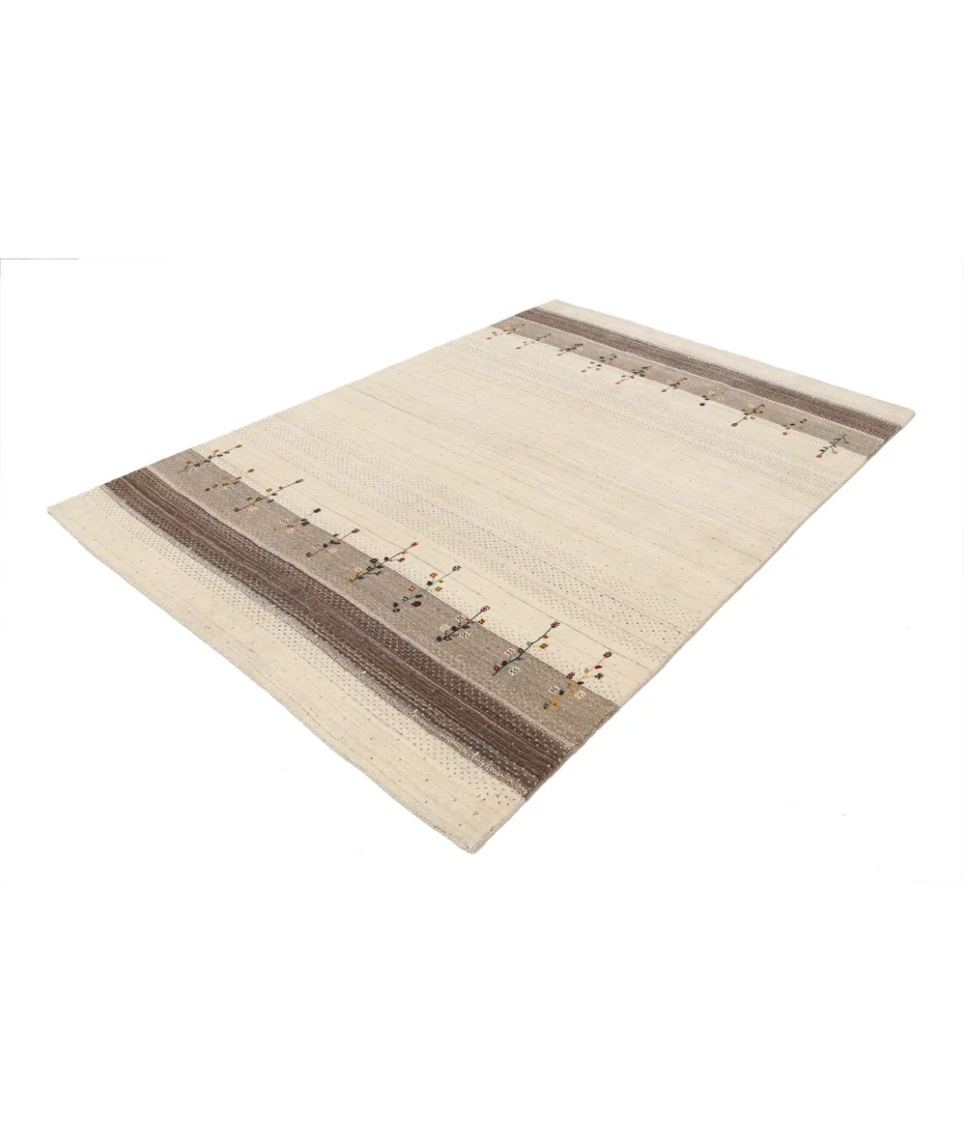 Ivory Indian Oriental Rug 5' 7" x 8' 0" Hand-Knotted field