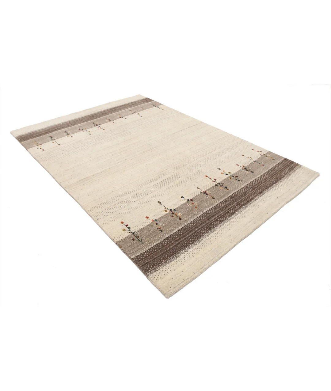 Ivory Indian Oriental Rug 5' 7" x 8' 0" Hand-Knotted border