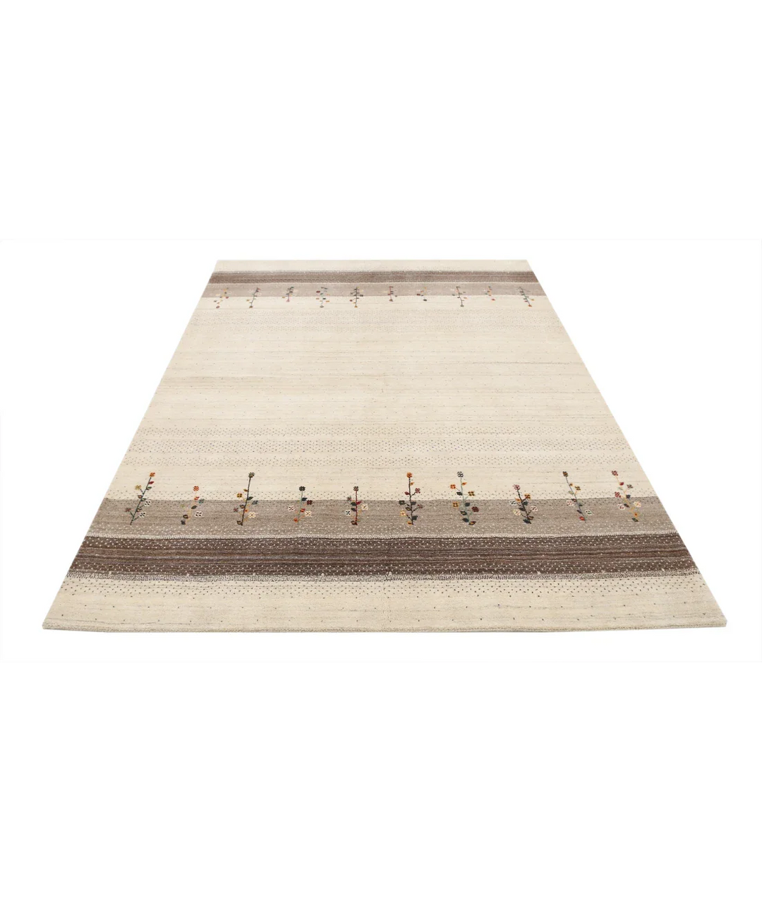 Ivory Indian Oriental Rug 5' 7" x 8' 0" Hand-Knotted pattern