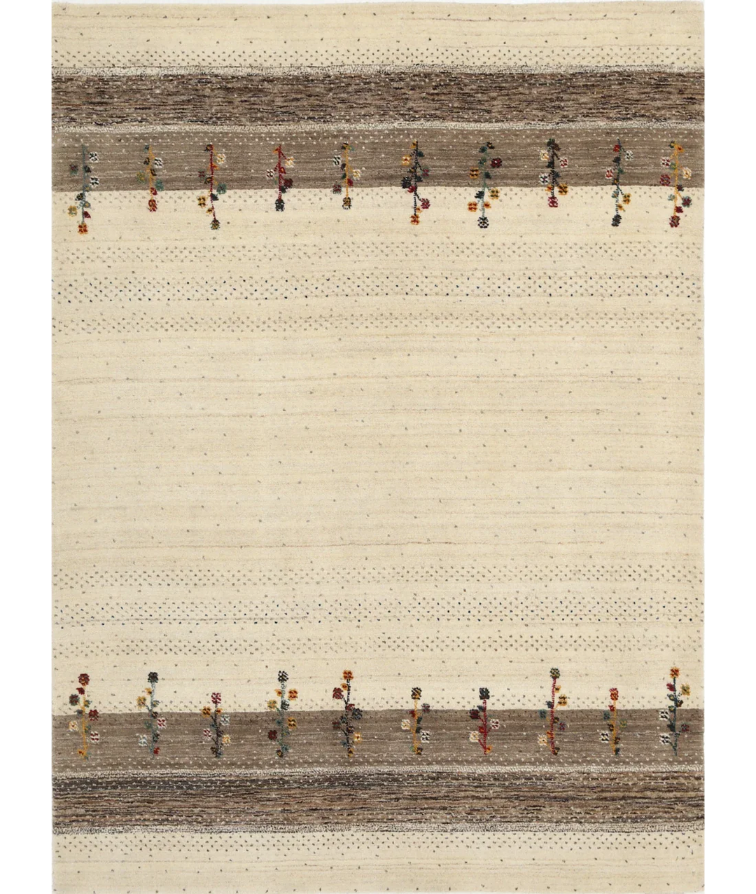 Ivory Indian Oriental Rug 4' 9" x 6' 5" Hand-Knotted