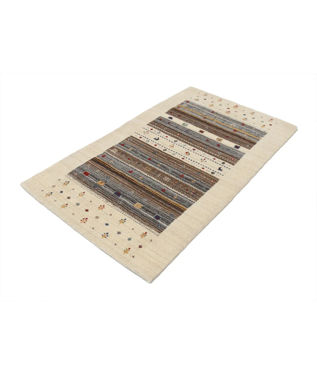 Ivory Indian Lori Rug 3'1" x 5'2" Hand-Knotted field
