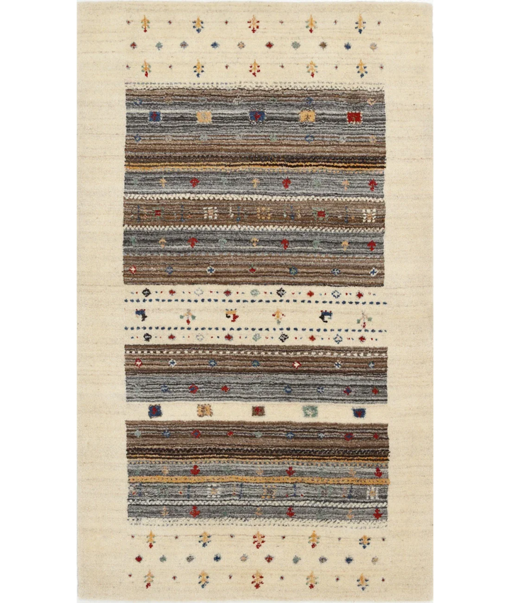 Ivory Indian Oriental Rug 3' 1" x 5' 2" Hand-Knotted