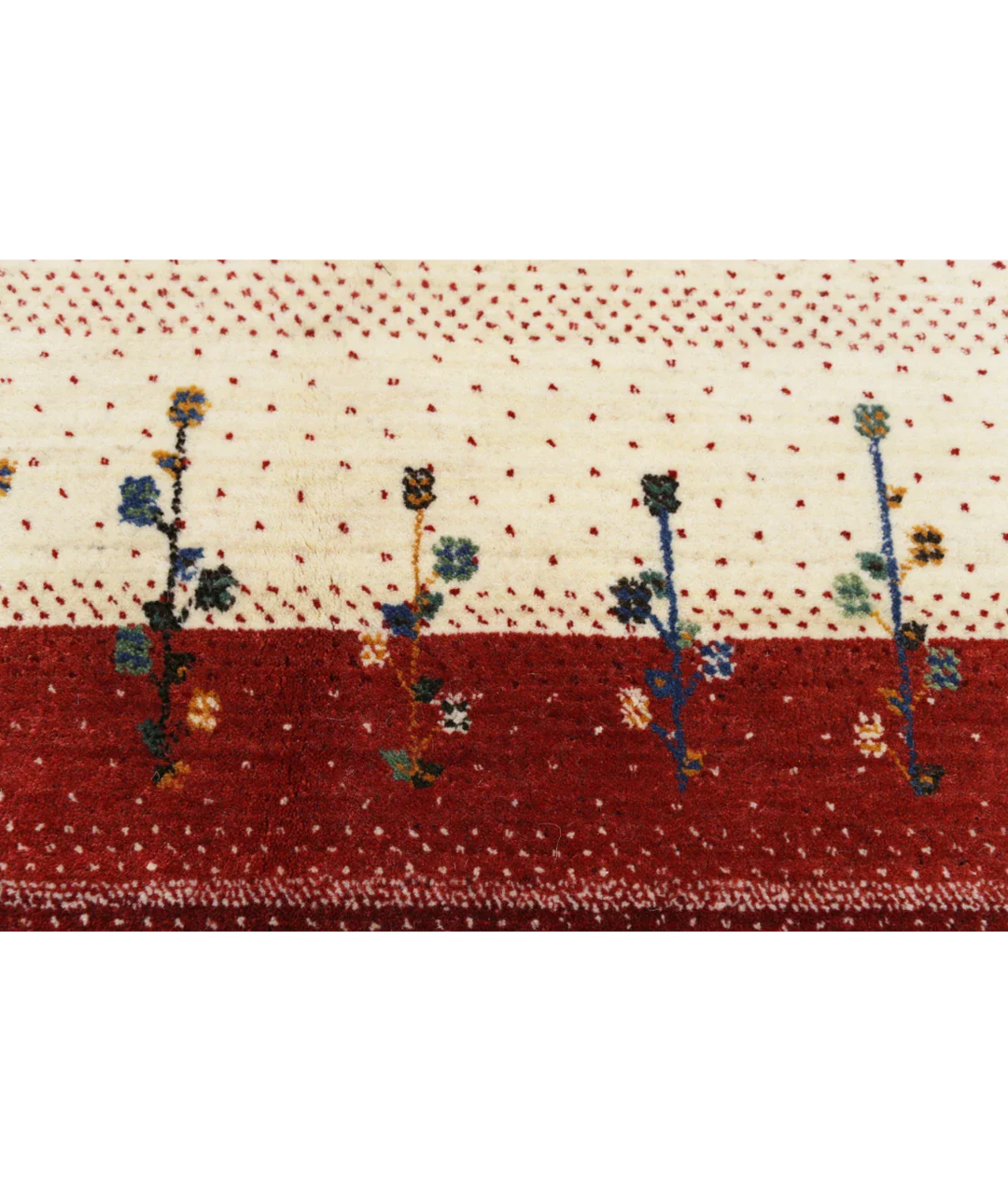 Ivory Indian Oriental Rug 4' 9" x 6' 6" Hand-Knotted close-up