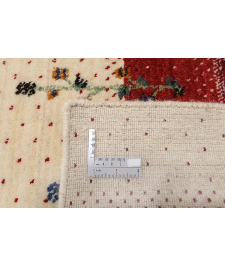 Ivory Indian Oriental Rug 4' 9" x 6' 6" Hand-Knotted detail