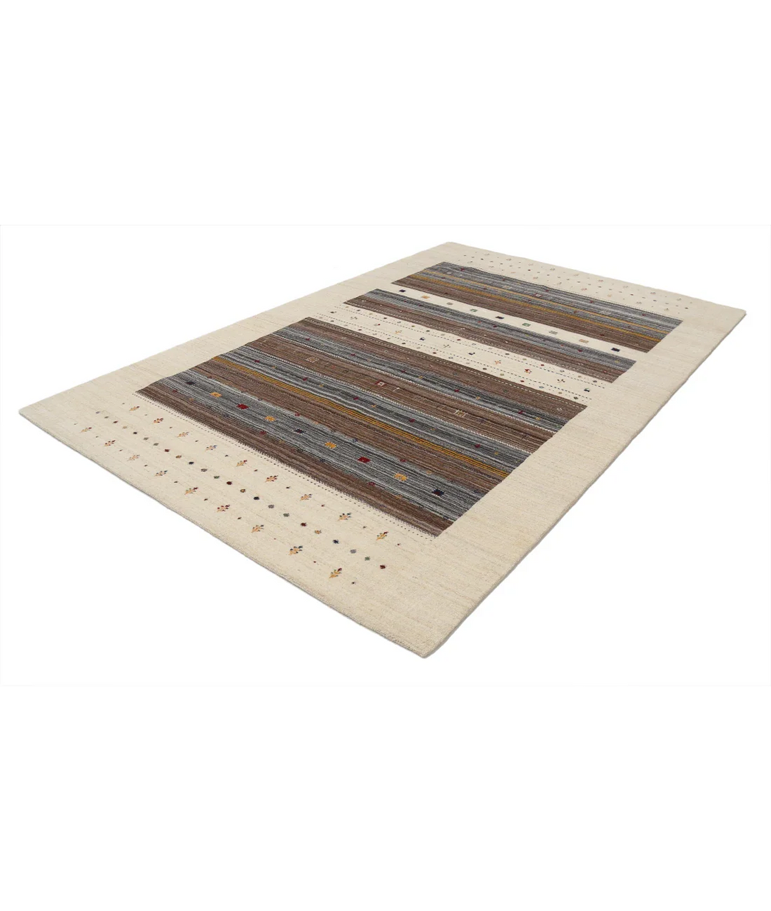 Ivory Indian Lori Rug 6' 6" x 9' 10" Hand-Knotted field