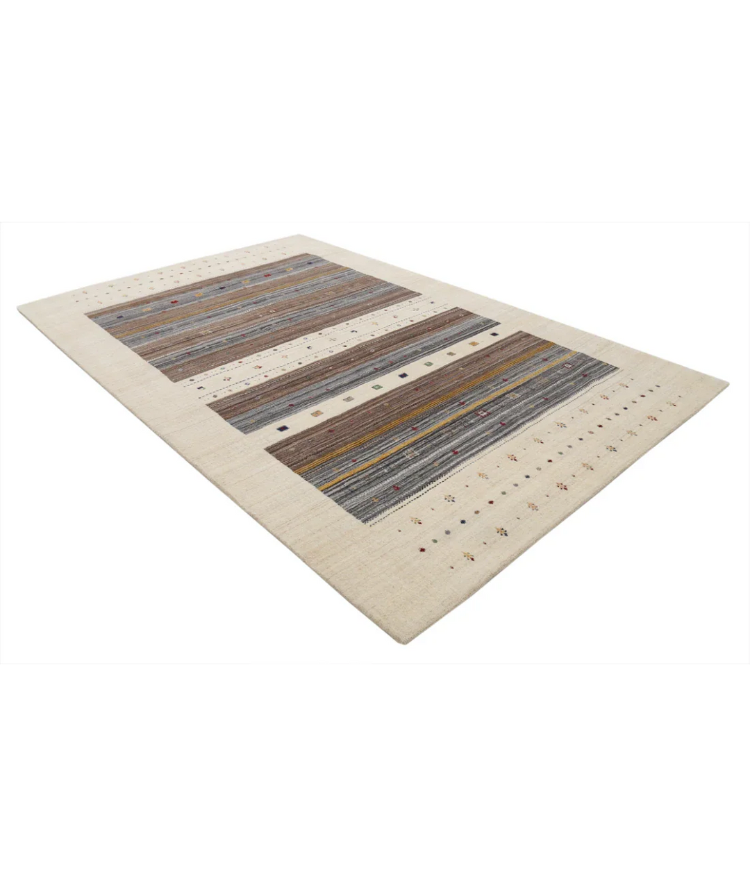 Ivory Indian Lori Rug 6' 6" x 9' 10" Hand-Knotted border