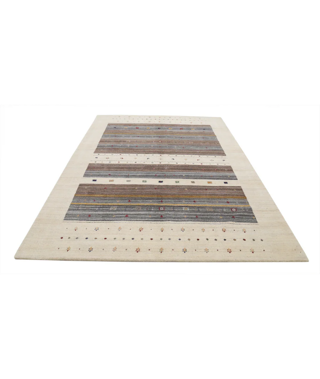 Ivory Indian Lori Rug 6' 6" x 9' 10" Hand-Knotted pattern
