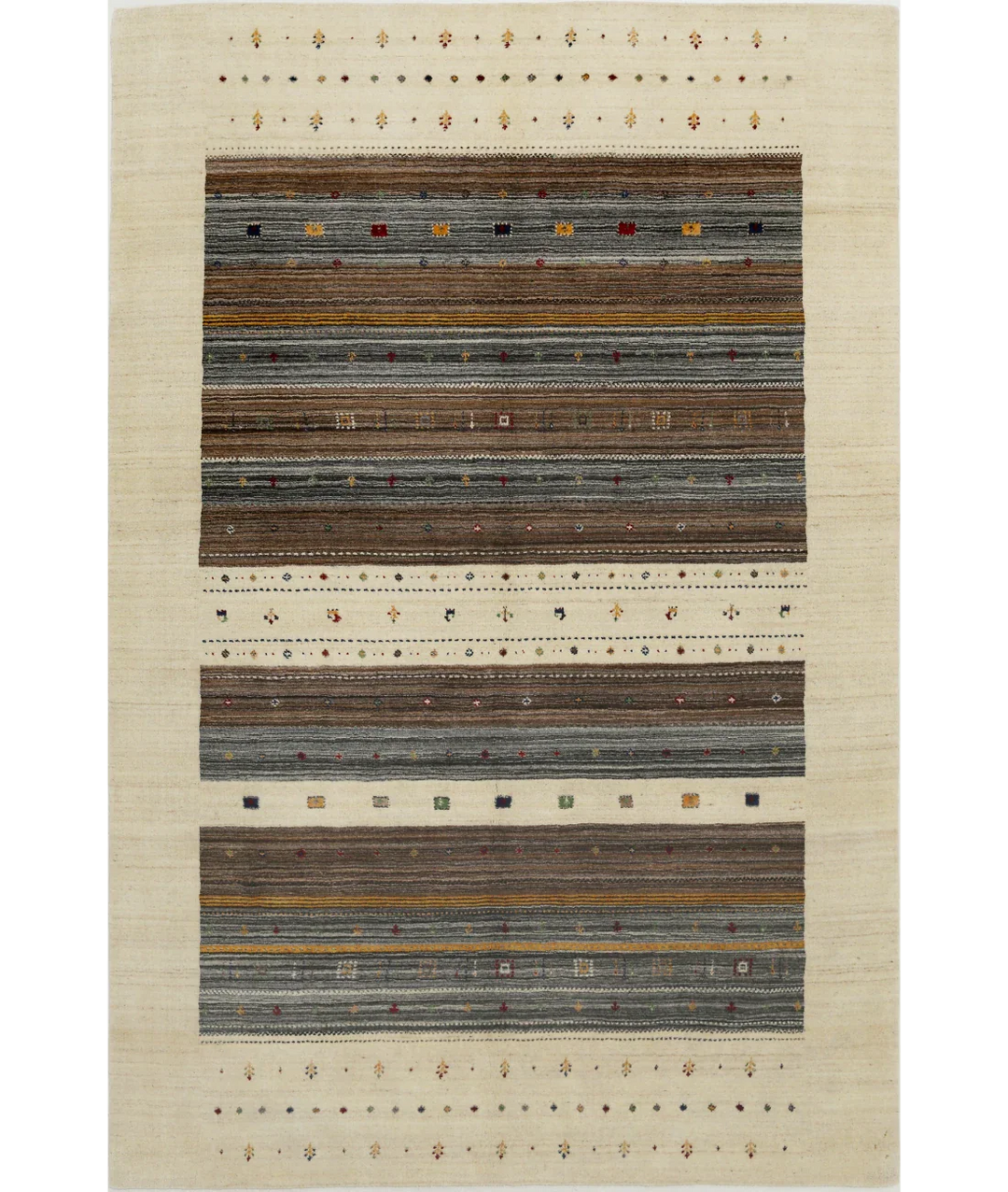 Ivory Indian Lori Rug 6' 6" x 9' 10" Hand-Knotted