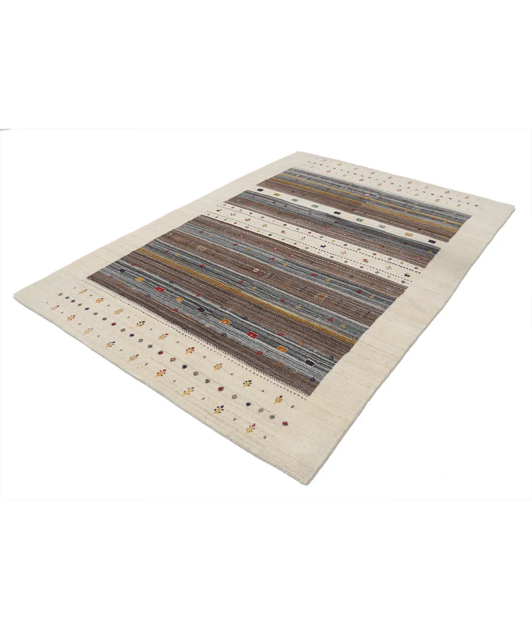 Ivory Indian Lori Rug 5' 7" x 7' 10" Hand-Knotted field