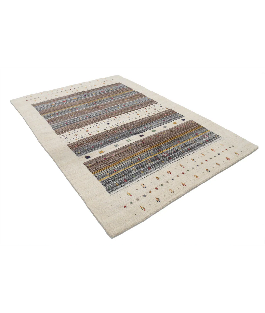 Ivory Indian Lori Rug 5' 7" x 7' 10" Hand-Knotted border