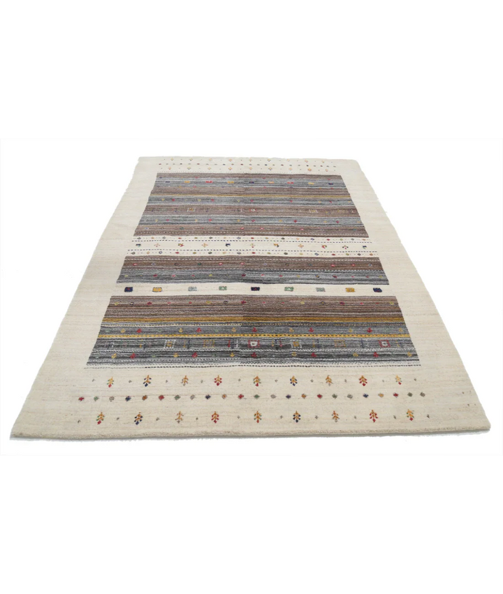Ivory Indian Lori Rug 5' 7" x 7' 10" Hand-Knotted pattern