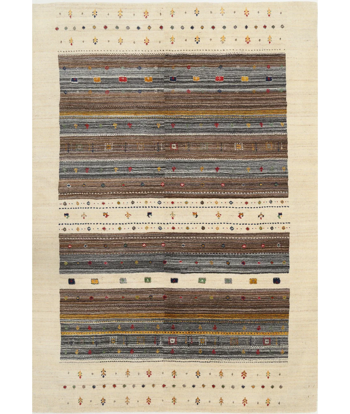 Ivory Indian Lori Rug 5' 7" x 7' 10" Hand-Knotted