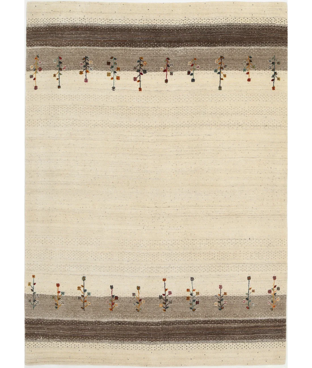 Ivory Indian Oriental Rug 5' 7" x 7' 9" Hand-Knotted