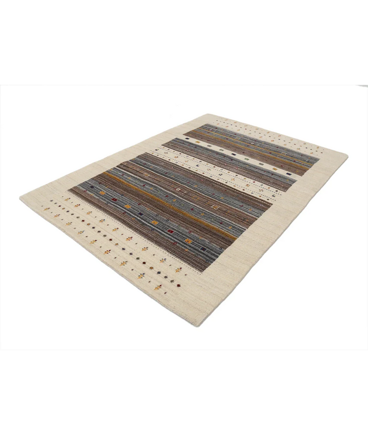 Ivory Indian Lori Rug 5' 7" x 7' 10" Hand-Knotted field