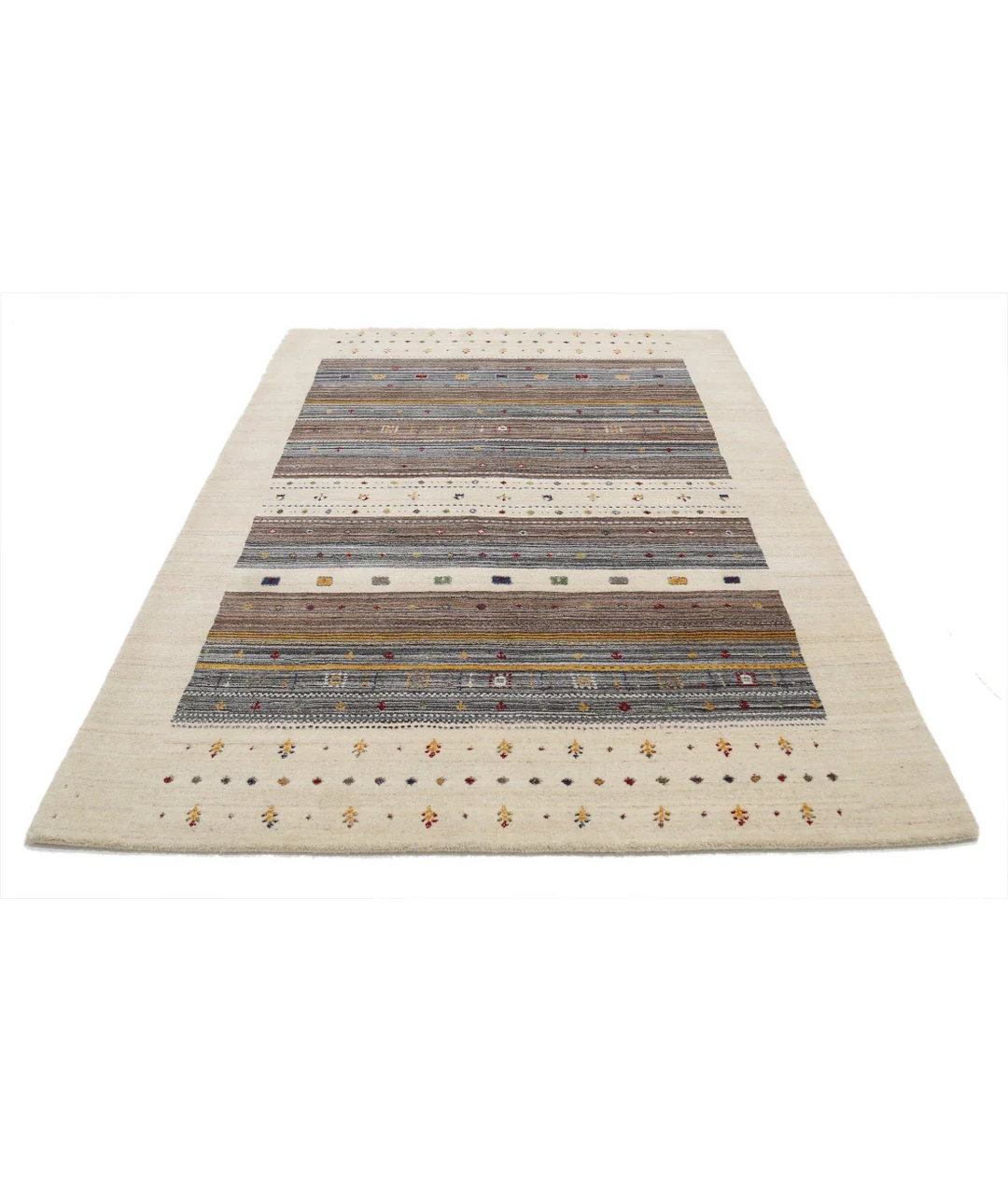Ivory Indian Lori Rug 5' 7" x 7' 10" Hand-Knotted pattern