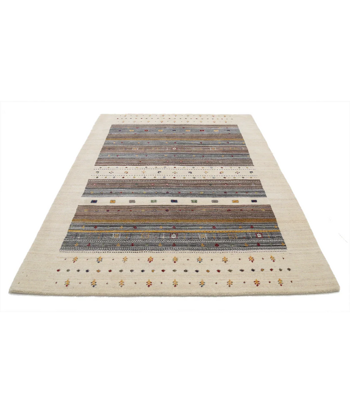 Ivory Indian Lori Rug 5' 7" x 7' 10" Hand-Knotted pattern