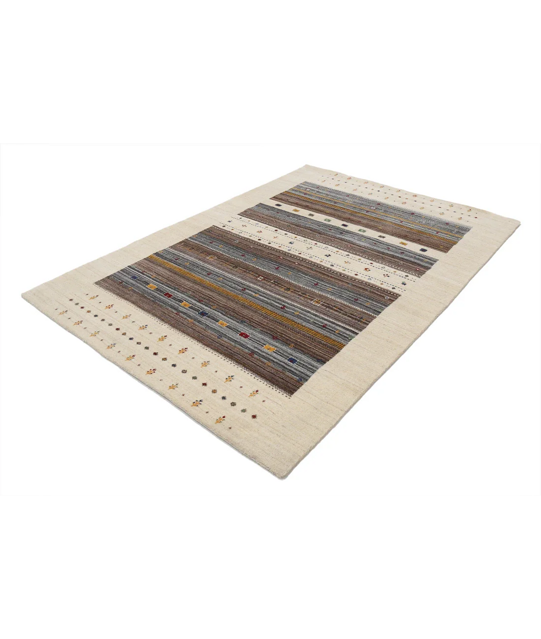 Ivory Indian Lori Rug 5' 8" x 7' 10" Hand-Knotted field