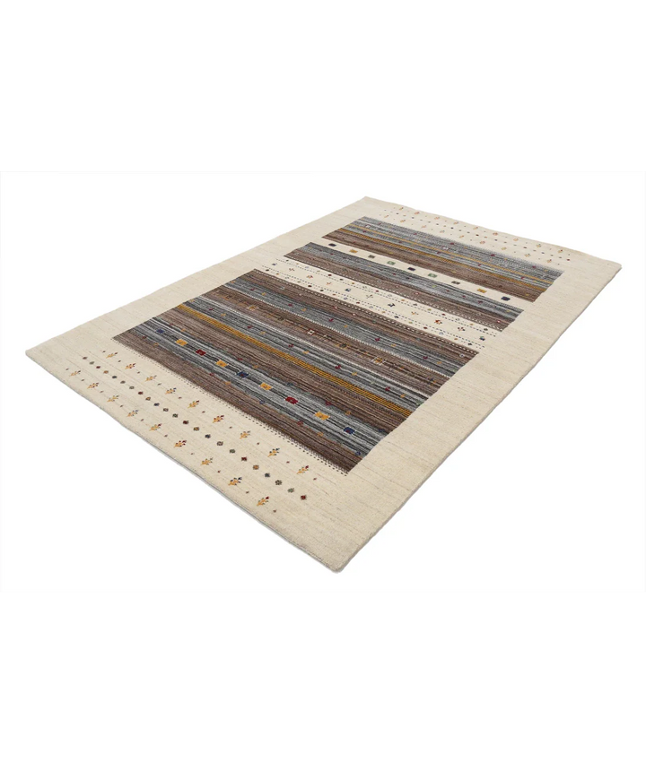 Ivory Indian Lori Rug 5' 8" x 7' 10" Hand-Knotted field