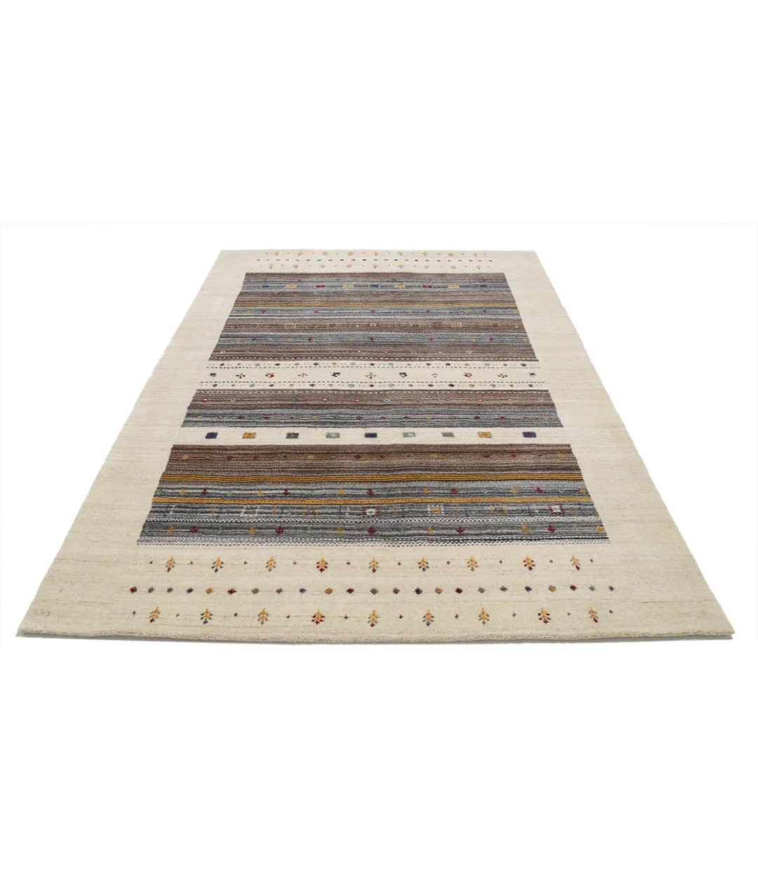 Ivory Indian Lori Rug 5' 8" x 7' 10" Hand-Knotted pattern