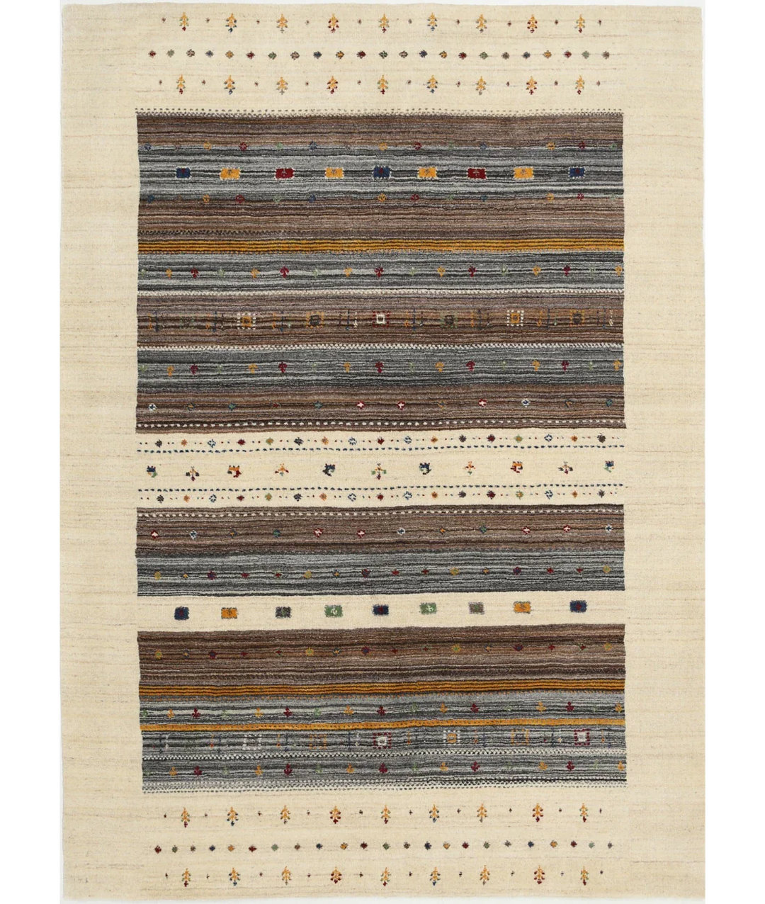 Ivory Indian Lori Rug 5' 8" x 7' 10" Hand-Knotted