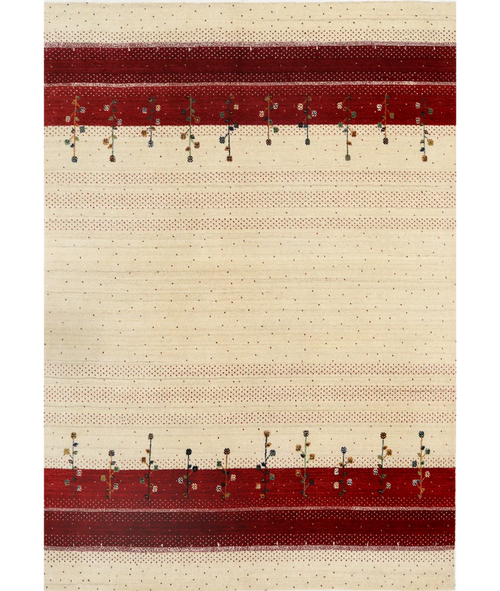 Ivory Indian Oriental Rug 5' 4" x 7' 6" Hand-Knotted