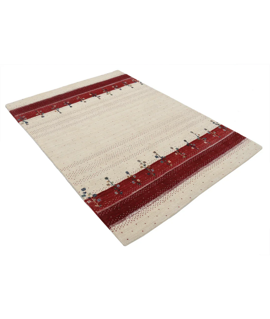 Ivory Indian Oriental Rug 4' 8" x 6' 7" Hand-Knotted border