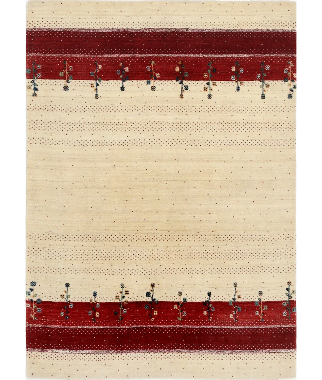 Ivory Indian Oriental Rug 4' 8" x 6' 7" Hand-Knotted