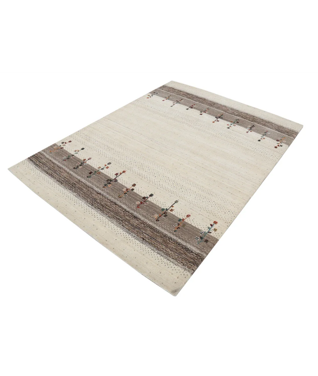 Ivory Indian Lori Rug 4' 10" x 6' 7" Hand-Knotted field