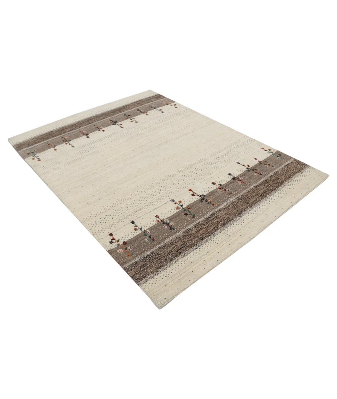 Ivory Indian Lori Rug 4' 10" x 6' 7" Hand-Knotted border