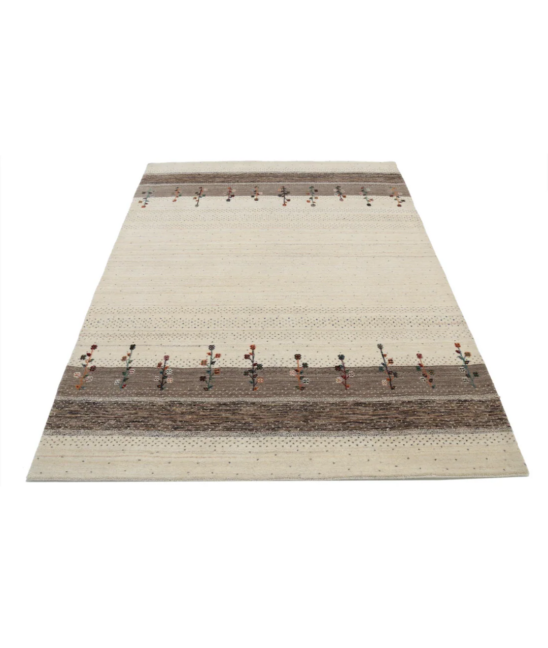 Ivory Indian Lori Rug 4' 10" x 6' 7" Hand-Knotted pattern