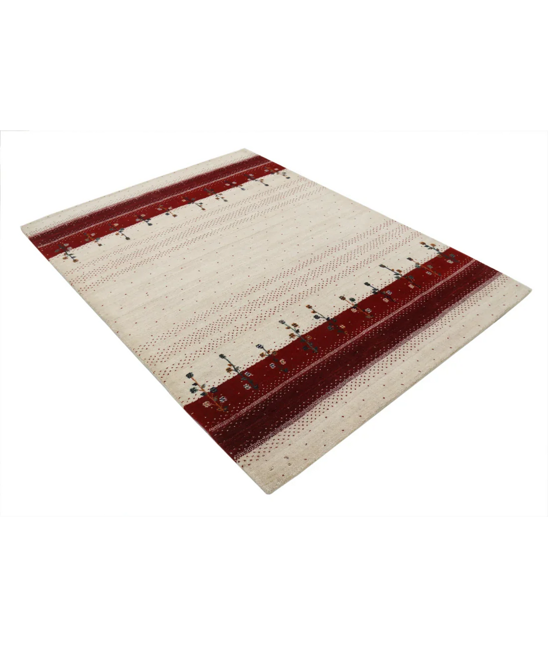 Ivory Indian Oriental Rug 4' 9" x 6' 6" Hand-Knotted border