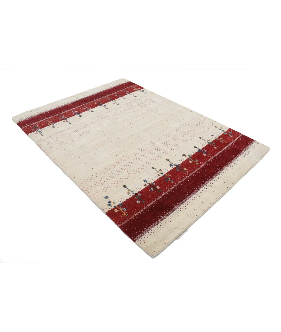 Ivory Indian Lori Rug 4' 7" x 6' 5" Hand-Knotted border