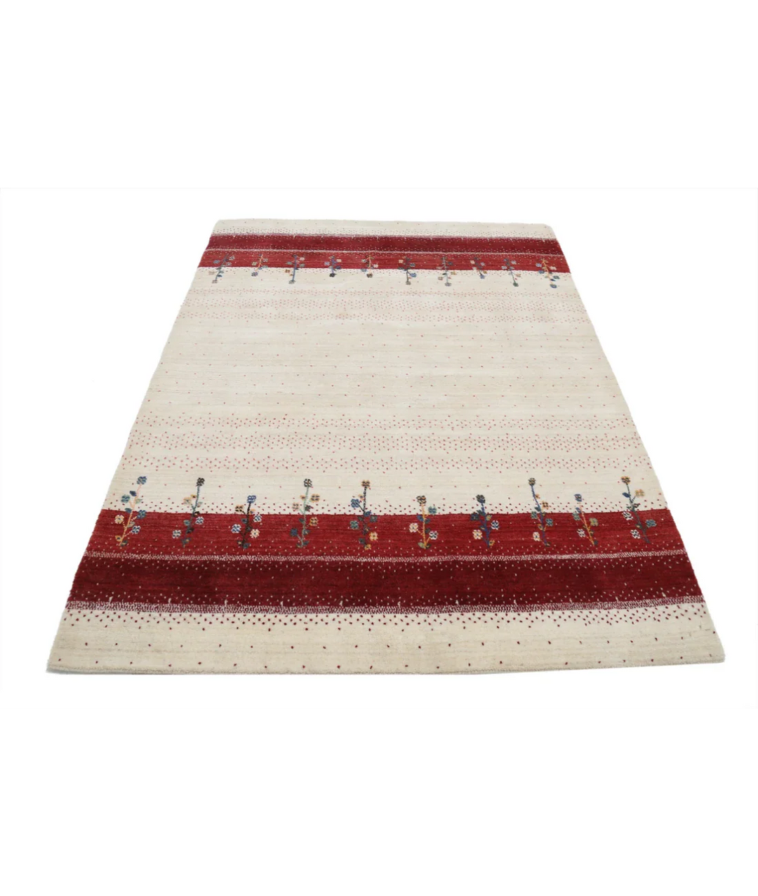 Ivory Indian Lori Rug 4' 7" x 6' 5" Hand-Knotted pattern
