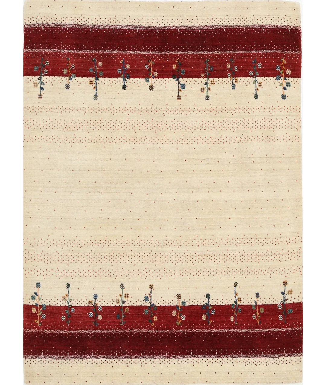 Ivory Indian Lori Rug 4' 7" x 6' 5" Hand-Knotted