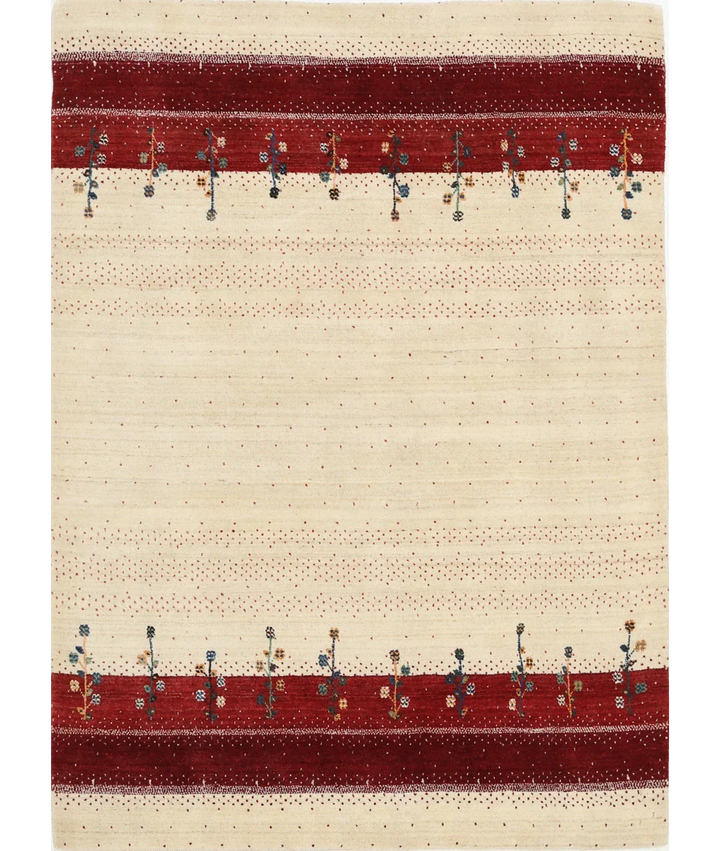 Ivory Indian Lori Rug 4' 7" x 6' 5" Hand-Knotted