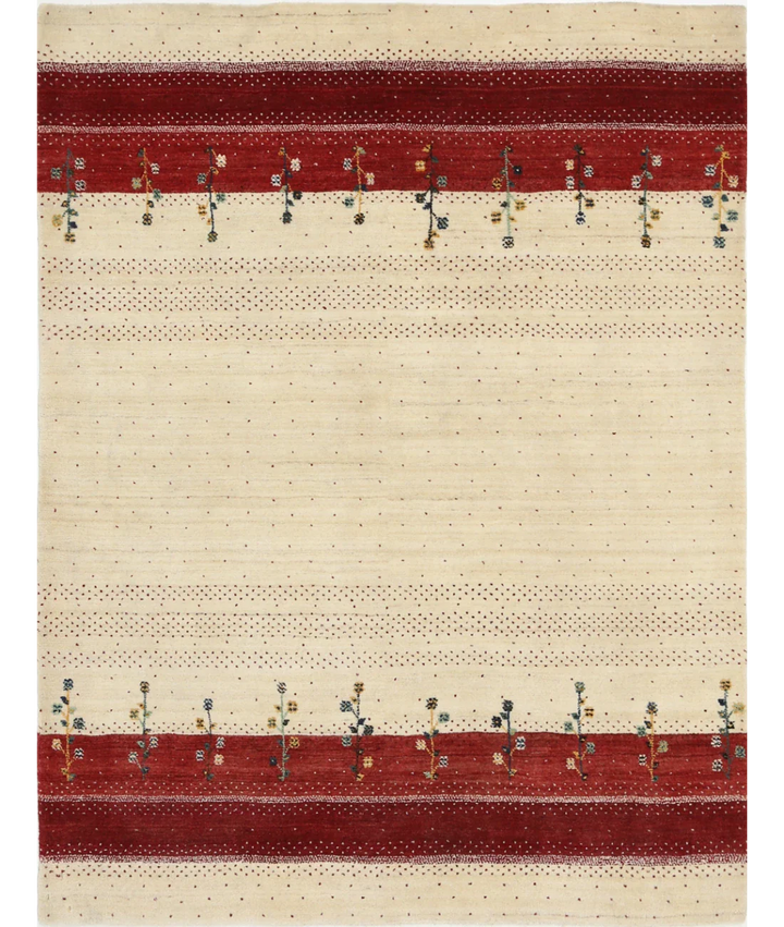 Ivory Indian Oriental Rug 4' 9" x 6' 3" Hand-Knotted