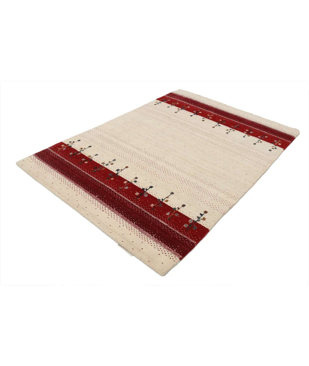 Ivory Indian Lori Rug 4' 7" x 6' 0" Hand-Knotted field