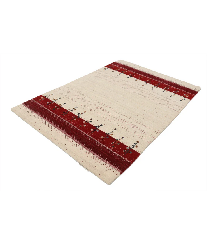 Ivory Indian Lori Rug 4' 7" x 6' 0" Hand-Knotted field