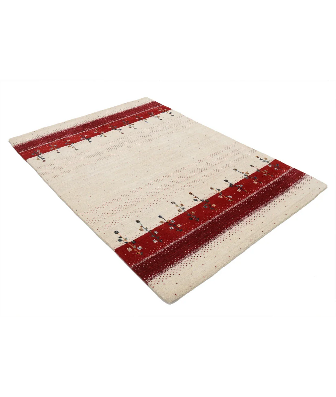 Ivory Indian Lori Rug 4' 7" x 6' 0" Hand-Knotted border