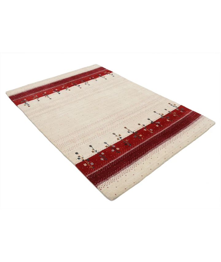 Ivory Indian Lori Rug 4' 7" x 6' 0" Hand-Knotted border