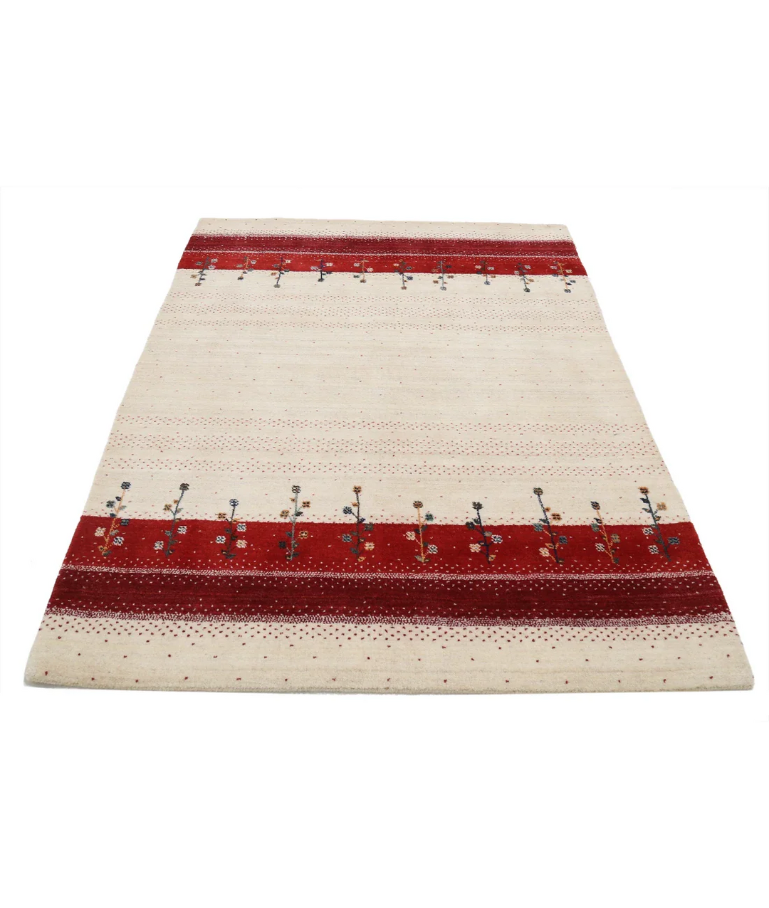 Ivory Indian Lori Rug 4' 7" x 6' 0" Hand-Knotted pattern