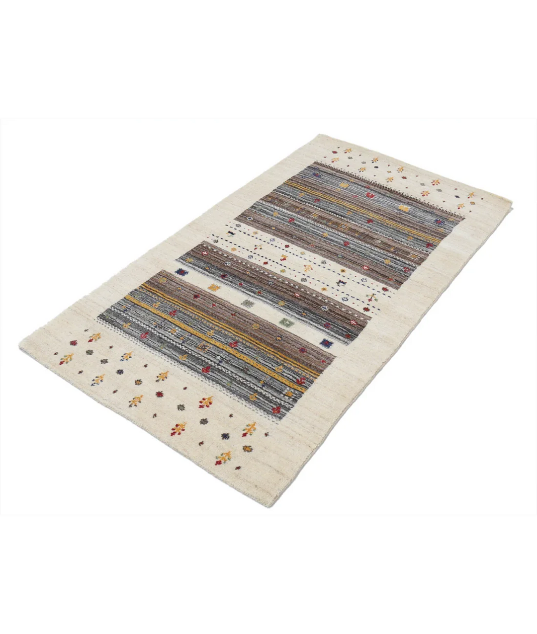 Ivory Indian Lori Rug 2' 10" x 5' 2" Hand-Knotted field