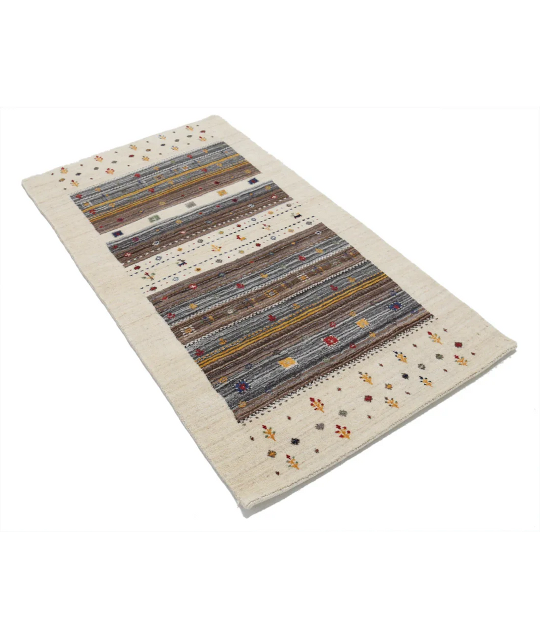 Ivory Indian Lori Rug 2' 10" x 5' 2" Hand-Knotted border