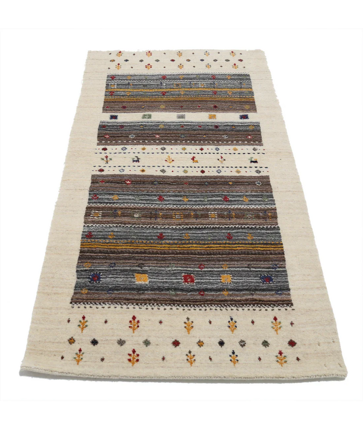 Ivory Indian Lori Rug 2' 10" x 5' 2" Hand-Knotted pattern