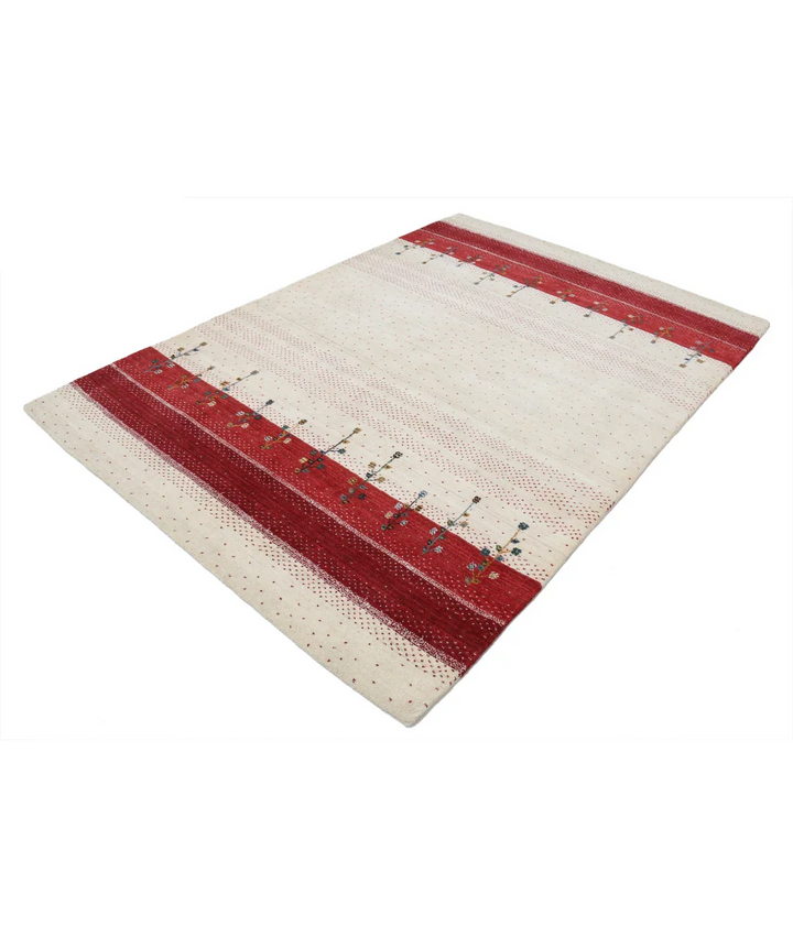 Ivory Indian Lori Rug 5' 4" x 7' 8" Hand-Knotted field