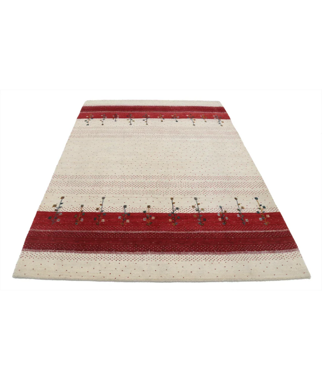 Ivory Indian Lori Rug 5' 4" x 7' 8" Hand-Knotted pattern