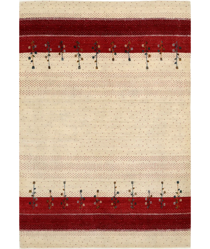 Ivory Indian Lori Rug 5' 4" x 7' 8" Hand-Knotted